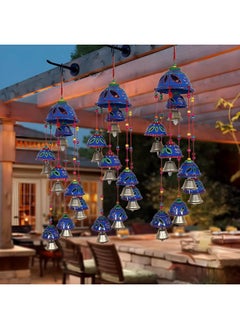 Kuber Industries Kuber Industries Plastic Rajasthani Design Handcrafted Hanging Windchimes|Latkan with 8 Bells for Home Décor & Positive Energy (Blue)  - Image 4