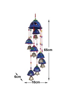 Kuber Industries Kuber Industries Plastic Rajasthani Design Handcrafted Hanging Windchimes|Latkan with 8 Bells for Home Décor & Positive Energy (Blue)  - Image 3