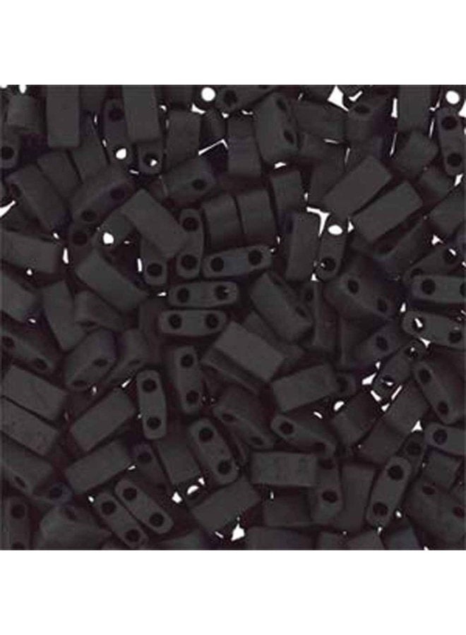 Tila Beads Half Tila 2 Hole Rectangle Beads 5X2.3Mm Matte 7.8 Grams 5x2.5mm Black