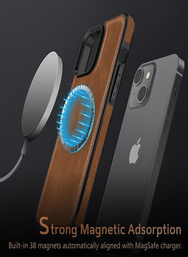 LOHASIC جراب LOHASIC متوافق مع MagSafe لهاتف iPhone 15، جراب فاخر وأنيق من الجلد، بتصميم كلاسيكي أنيق، بغطاء خلفي مغناطيسي ناعم الملمس، يوفر حماية فائقة ضد الصدمات، مناسب لهاتف iPhone 15 مقاس 6.1 بوصة - بني - Image 4