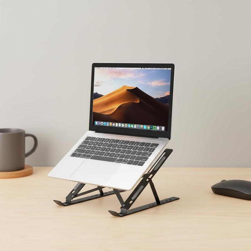sulfar Portable Laptop Stand, PHOCAR Adjustable Tablet Notebook Stand for iPad, MacBook Pro, Laptop Desk Riser Foldable Notebook Cooling Stand for MacBook, Dell, Asus, Lenovo (Grey) - Image 5