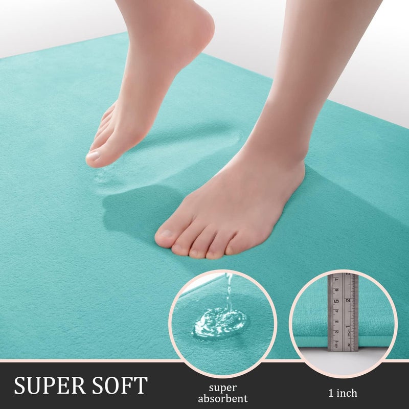 YIHOUSE Bathroom Rug Set 5 Piece, Memory Foam Bath Mat Set, Super Absorbent Bath Mats for Floor - Non-Slip & Washable Bathroom Rugs - Dry Quickly Bath Rugs, Teal - Image 3