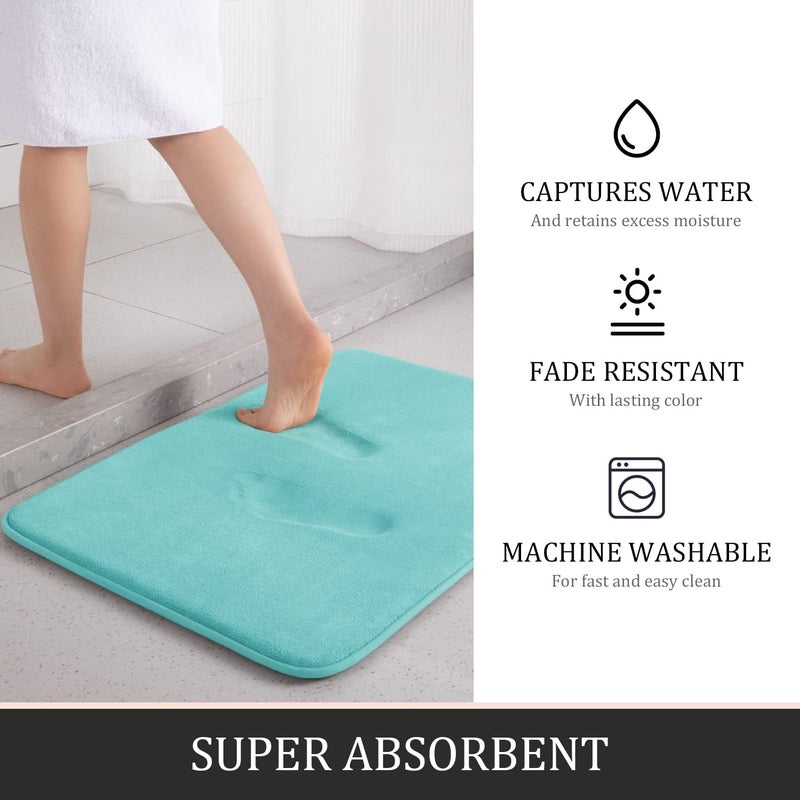 YIHOUSE Bathroom Rug Set 5 Piece, Memory Foam Bath Mat Set, Super Absorbent Bath Mats for Floor - Non-Slip & Washable Bathroom Rugs - Dry Quickly Bath Rugs, Teal - Image 4