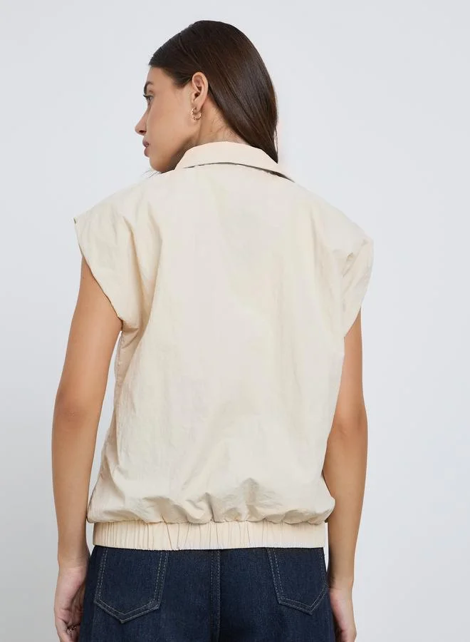 Take Two  Take Two Beige Sleeveless Side Pocket Jacket for Women | Best Price UAE