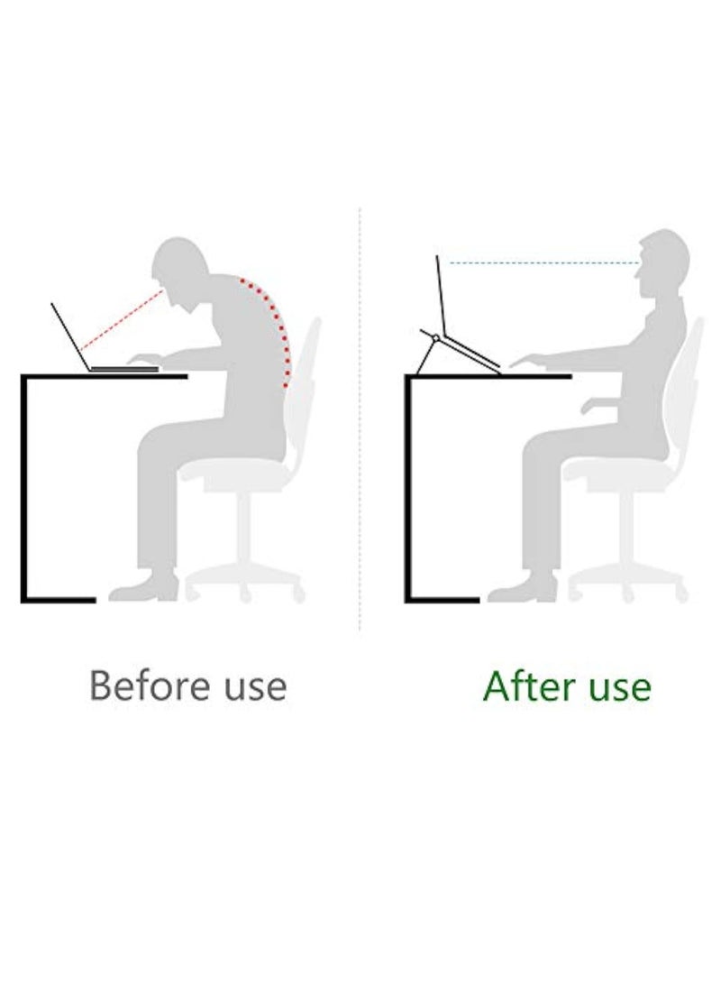 Laptop Stand for Desk Stable Foldable Adjustable Multi-Angle Computer Desktop Holder Ventilated Lapdesks Riser for Mackbook, Lenovo, Dell, iPad, HP - Within 17' (Black) - Image 5