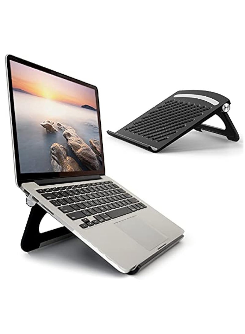 Laptop Stand for Desk Stable Foldable Adjustable Multi-Angle Computer Desktop Holder Ventilated Lapdesks Riser for Mackbook, Lenovo, Dell, iPad, HP - Within 17' (Black) - Image 1