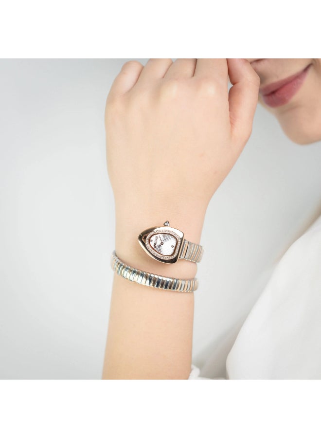 Just Cavalli ساعة كافالي النسائية بتصميم ثنائي اللون بقرص فضي على شكل ثعبان - JC1L249M0065 - Image 4