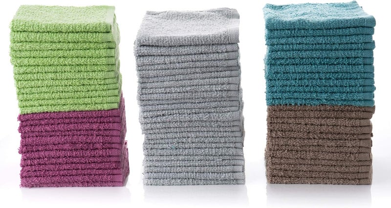 Simpli-Magic Cotton Wash Cloths 12"x12" (50 Pack) – Highly Absorbent Soft Towels for Bathroom – Commercial Terry Washcloth for Face, Hand, Bath, Kitchen, Gym & Hotel (Multicolor) - Image 3