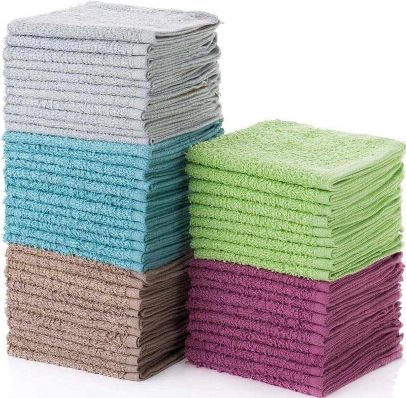 Simpli-Magic Cotton Wash Cloths 12"x12" (50 Pack) – Highly Absorbent Soft Towels for Bathroom – Commercial Terry Washcloth for Face, Hand, Bath, Kitchen, Gym & Hotel (Multicolor) - Image 1