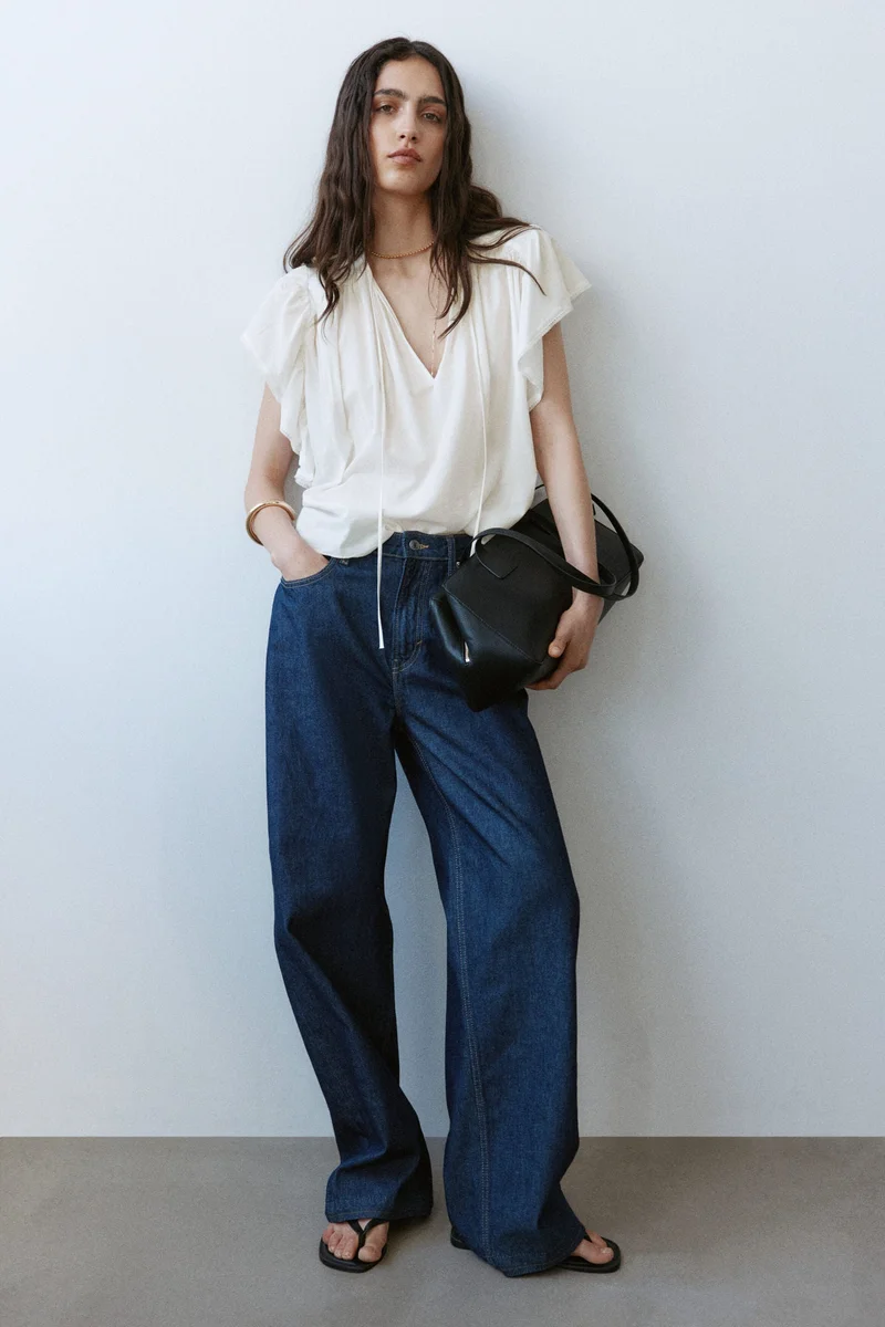 H&M Oversized lace-trimmed blouse