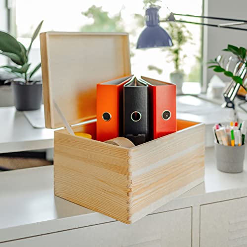Creative Deco XXL Large Plain Wooden Box Storage Hinged Lid | 15.8x11.8x9.44 inches (+-0.5) | Unpainted Gift Box Tool Dog Toy Clothes Kitchen Storage Document | Rough & UNSANDED Wood Keepsake Chest - Image 5
