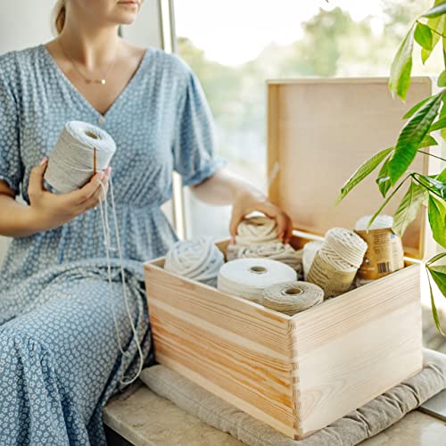 Creative Deco XXL Large Plain Wooden Box Storage Hinged Lid | 15.8x11.8x9.44 inches (+-0.5) | Unpainted Gift Box Tool Dog Toy Clothes Kitchen Storage Document | Rough & UNSANDED Wood Keepsake Chest - Image 4