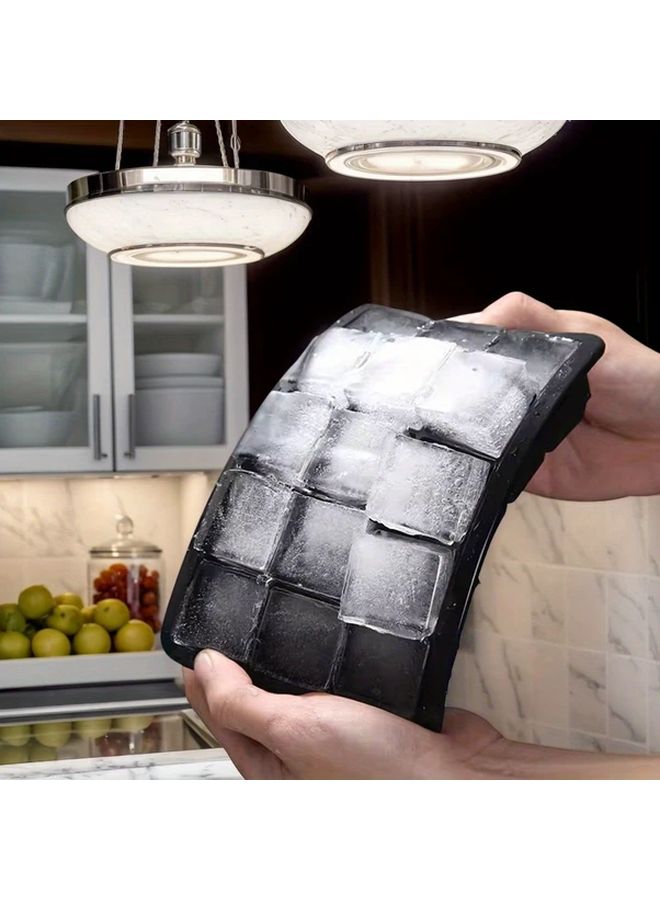 Black 8 Grid Silicone Ice Cube Tray With Lid Easy Release For Home And Bar - Image 5