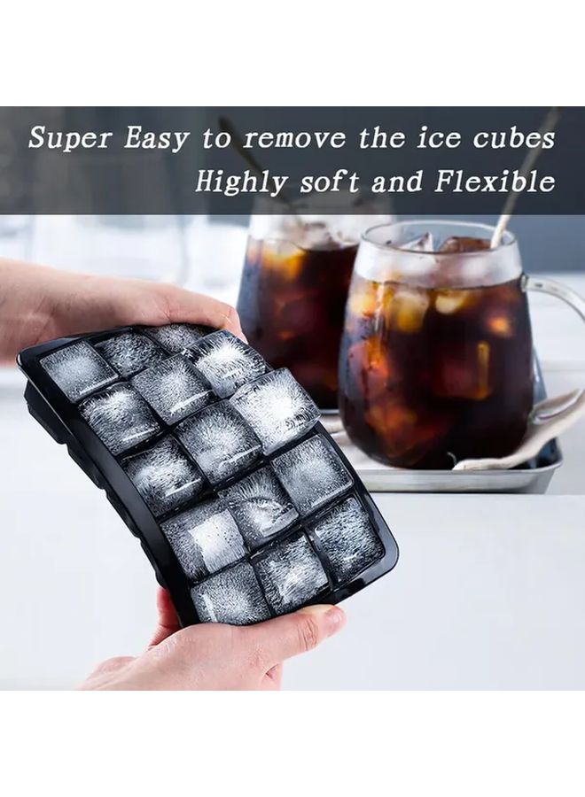 Black 8 Grid Silicone Ice Cube Tray With Lid Easy Release For Home And Bar - Image 2