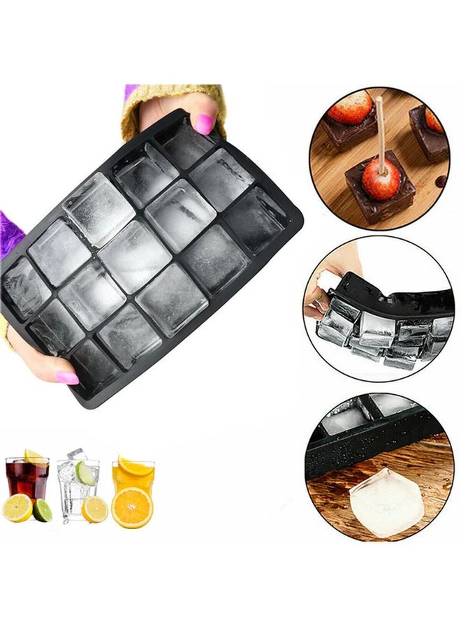 Black 8 Grid Silicone Ice Cube Tray With Lid Easy Release For Home And Bar - Image 4