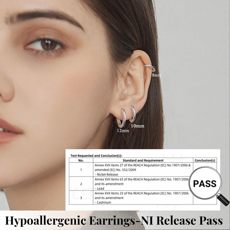 AOEDEJ G23 Titanium Hoop Earrings 18G Steel Gray Small huggie hoop earrings 8mm/10mm/12mm Cartilage for Sensitive Ears for Multiple Piercing Cartilage Hoop Earring Stack Jewelry - Image 2