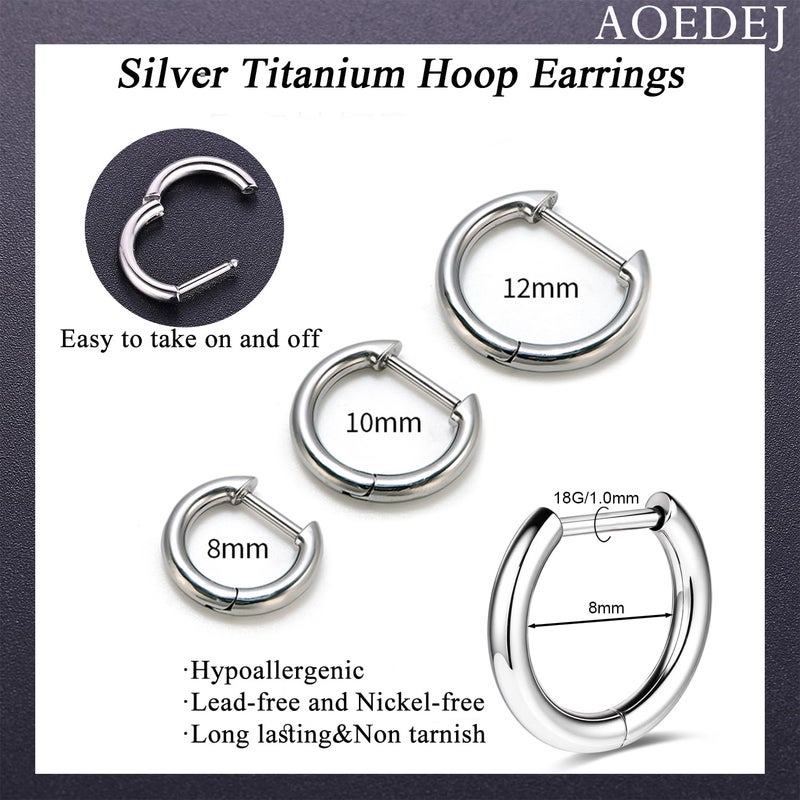 AOEDEJ G23 Titanium Hoop Earrings 18G Steel Gray Small huggie hoop earrings 8mm/10mm/12mm Cartilage for Sensitive Ears for Multiple Piercing Cartilage Hoop Earring Stack Jewelry - Image 5