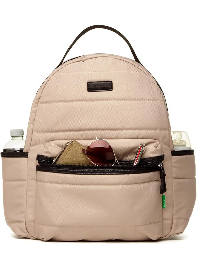Babymel Lola Backpack Convertible Baby Changing Bag With Stroller Straps Eco Quilted Fawn Medium - Image 2