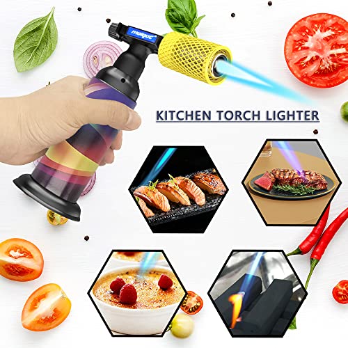 Molgoc Butane Torch with Antiscalding DeviceStainless Steel Protective CoverRefillable Kitchen Torch LighterAdjustable Flame Guard Butane Gas Not IncludedYellow Yellow Plus - Image 3