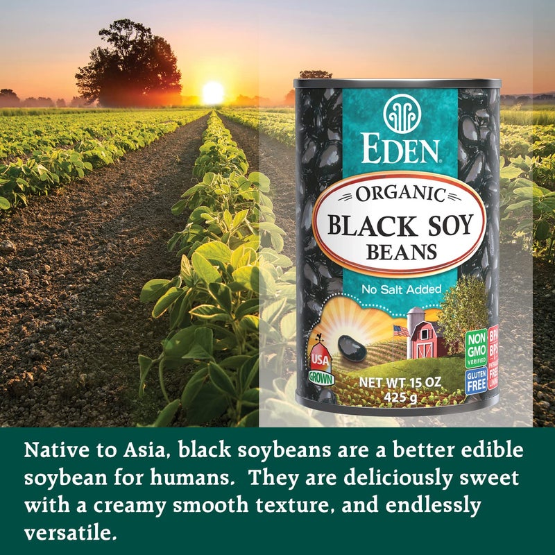 Eden Organic Black Soybeans, 15 oz Can (6-Pack), Complete Protein, No Salt Added, Non-GMO, Gluten Free, U.S. Grown, Heat and Serve, Macrobiotic, Soy Beans - Image 3