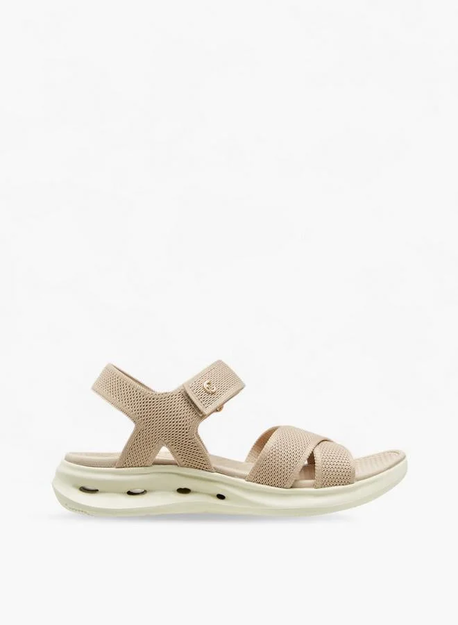 Le Confort Textured Cross Strap Sandals With Hook And Loop Closure