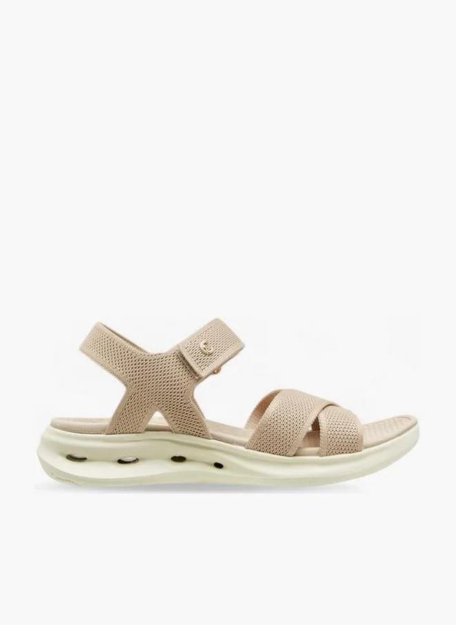 Le Confort Textured Cross Strap Sandals With Hook And Loop Closure