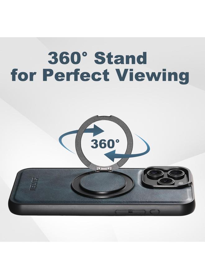 Suteni Case For iPhone 15 Pro G3 Oil Wax 360 Rotation Holder MagSafe Back Phone Case - Image 2