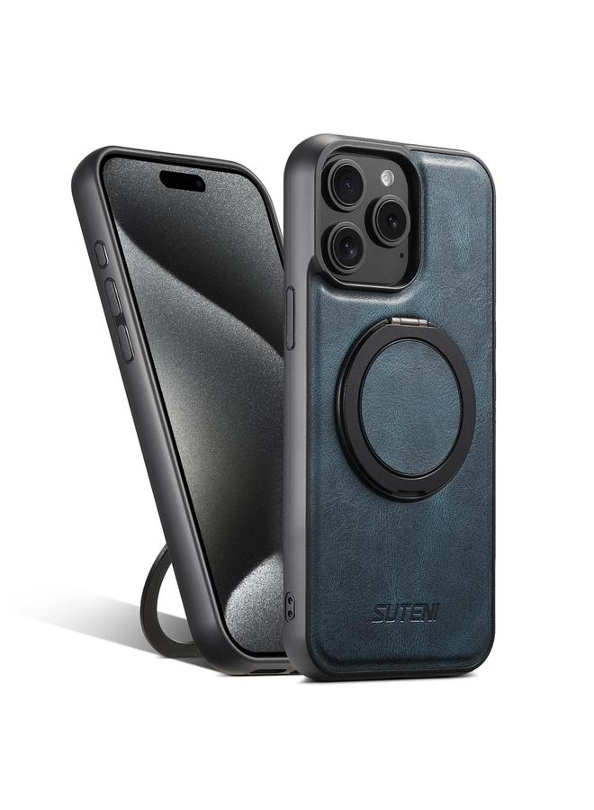 Suteni Case For iPhone 15 Pro G3 Oil Wax 360 Rotation Holder MagSafe Back Phone Case - Image 1