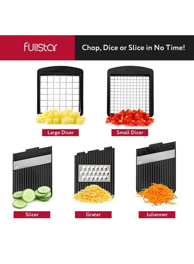 Fullstar All-in-1 Vegetable Chopper and Mandoline Slicer for Kitchen - Cheese Grater, French Fry Cutter, Cheese Slicer - Bonus Handheld Spiralizer Included (6 in 1, Black) - Image 4