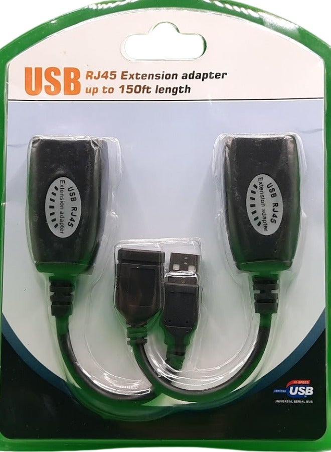 محول تمديد USB RJ45 بطول 150 قدمًا | مدّ أجهزة USB حتى 150 قدمًا | متوافق مع التوصيل والتشغيل - Image 1