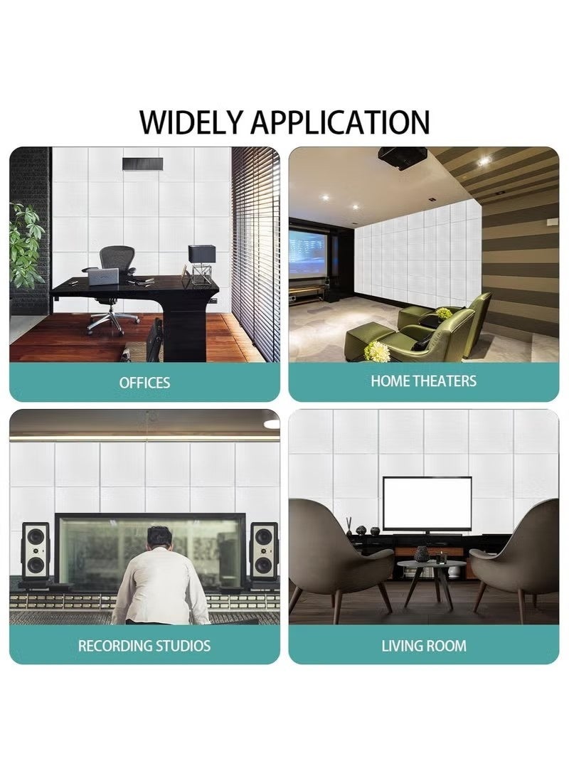 Realfrog 12 Pack Acoustic Wall Panels with Self-Adhesive,12" X 12" X 0.4" Sound Proof Foam Panels, Decorative Soundproof Wall Panels, Sound Proof Absorbing Tiles for Home&Offices, White - Image 3