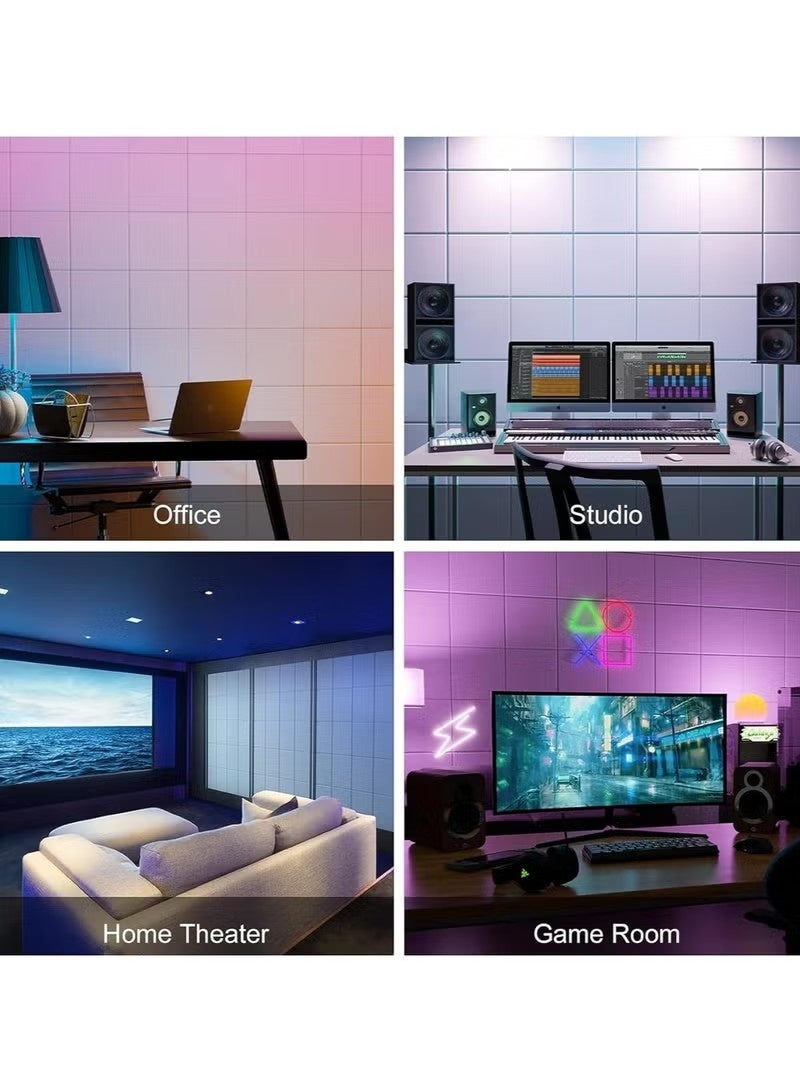 Realfrog 12 Pack Acoustic Wall Panels with Self-Adhesive,12" X 12" X 0.4" Sound Proof Foam Panels, Decorative Soundproof Wall Panels, Sound Proof Absorbing Tiles for Home&Offices, White - Image 5