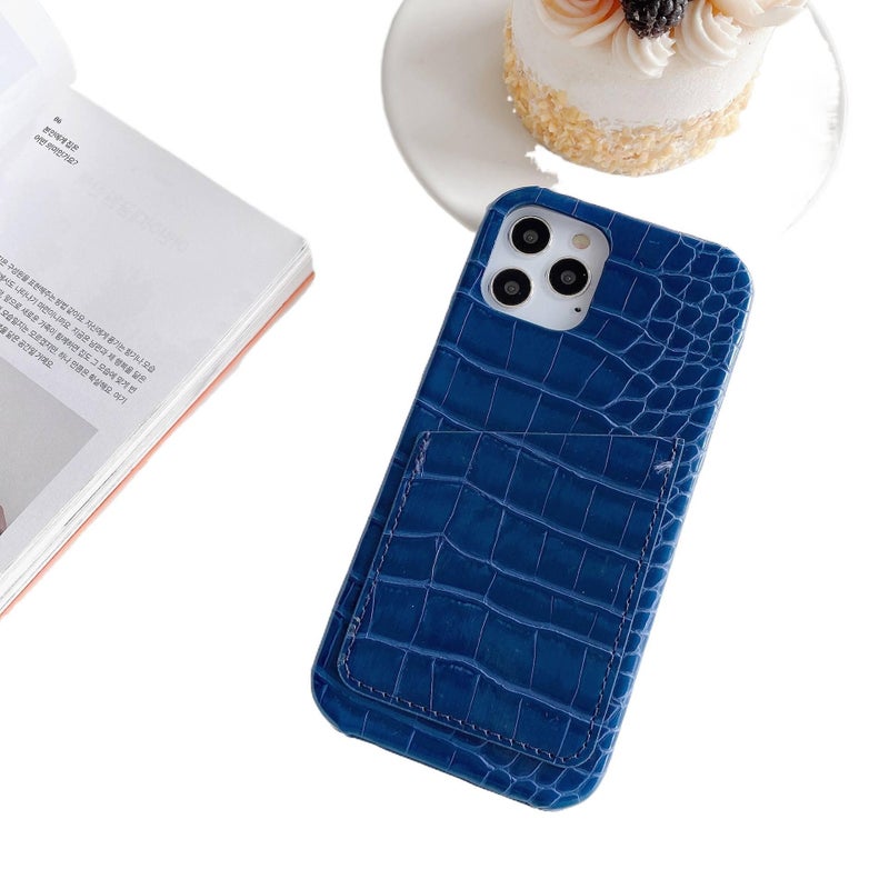 غطاء واقي، لـ iPhone 11، أزرق PC، حامل بطاقات باللون الأزرق - Image 1