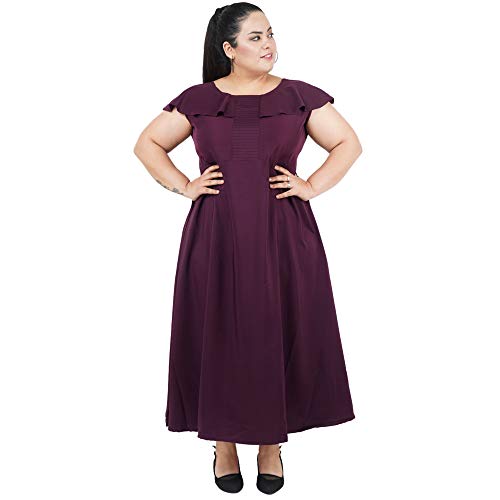 Indietoga Women's Plus Size Purple Solid Long Maxi Dress (6XL) - Image 1