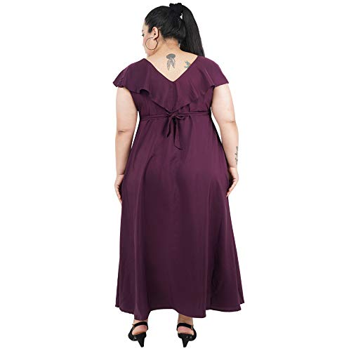 Indietoga Women's Plus Size Purple Solid Long Maxi Dress (6XL) - Image 4