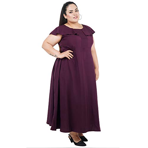 Indietoga Women's Plus Size Purple Solid Long Maxi Dress (6XL) - Image 5