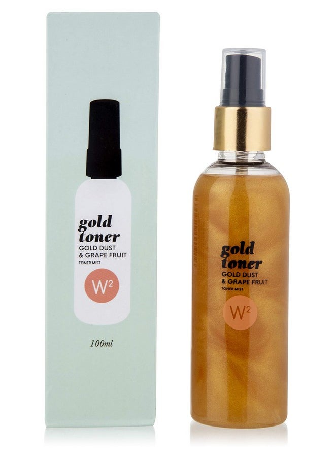 W2 Why Wait Gold Toner Gold Dust & Grape Fruit Toner | 24K Gold Bhasma | Moisturises Skin & Reduces Pore Size - 100Ml  - Image 1