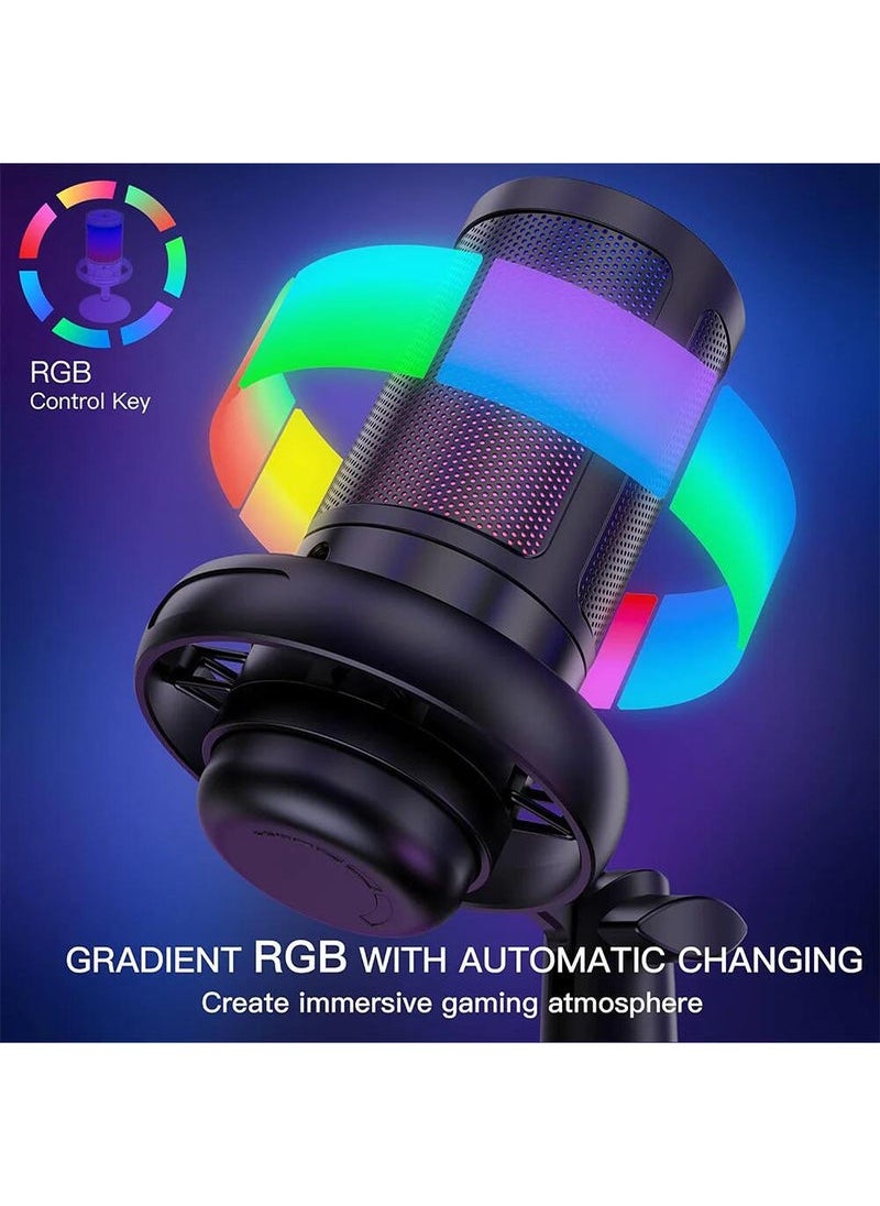 Captaintech Gaming Microphone For PC Computer Gaming USB Mic For Mac PS4 PS5 Condenser Mic With Quick Mute RGB Control For Recording Streaming Podcasting Twitch Snapchat Podcasts Videos  - Image 3