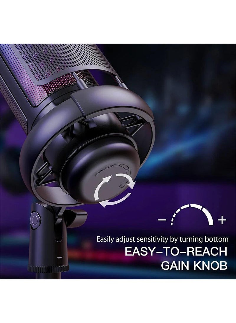 Captaintech Gaming Microphone For PC Computer Gaming USB Mic For Mac PS4 PS5 Condenser Mic With Quick Mute RGB Control For Recording Streaming Podcasting Twitch Snapchat Podcasts Videos  - Image 5
