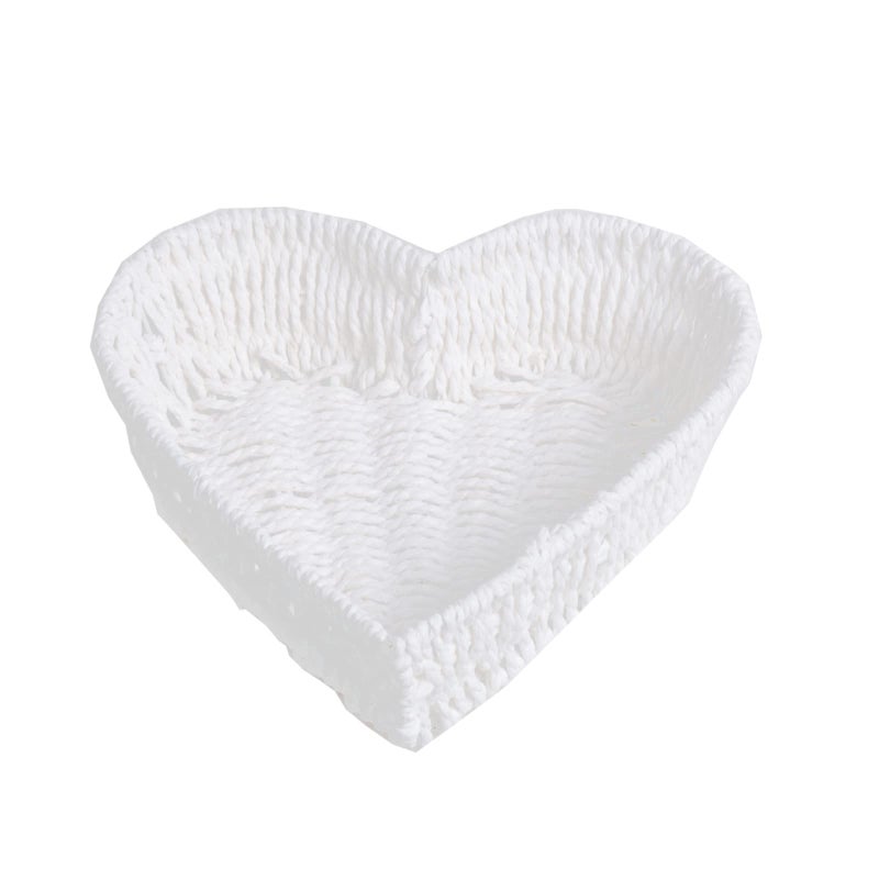 Binaryabc Heart Shaped Rattan Basket Fruit Vegetables Bread Rattan Basket Valentines Day Storage Basket Valentines Day Table Decorations Supplies (White) - Image 1