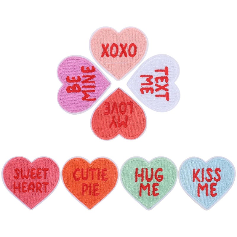 8 Iron On Heart Patches For Jackets Hats Fabric Appliques Set Sewing Decoration - Image 2