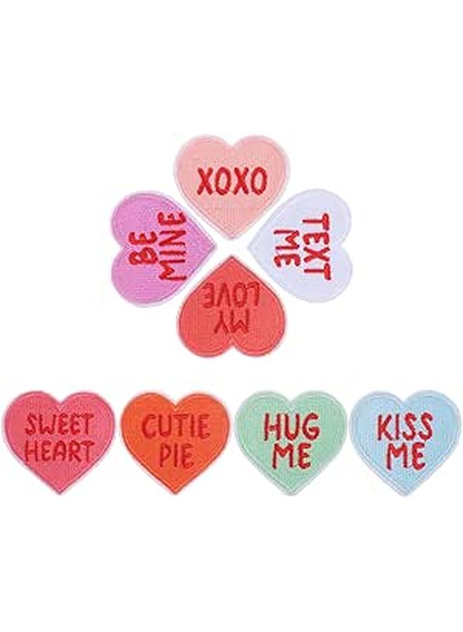 8 Iron On Heart Patches For Jackets Hats Fabric Appliques Set Sewing Decoration - Image 1
