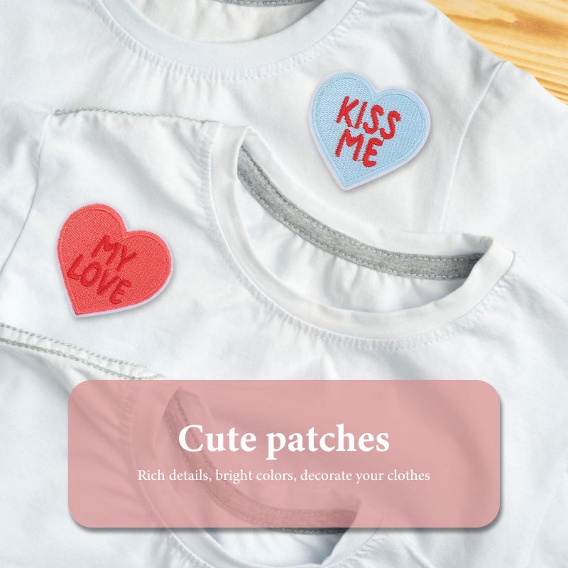 8 Iron On Heart Patches For Jackets Hats Fabric Appliques Set Sewing Decoration - Image 5
