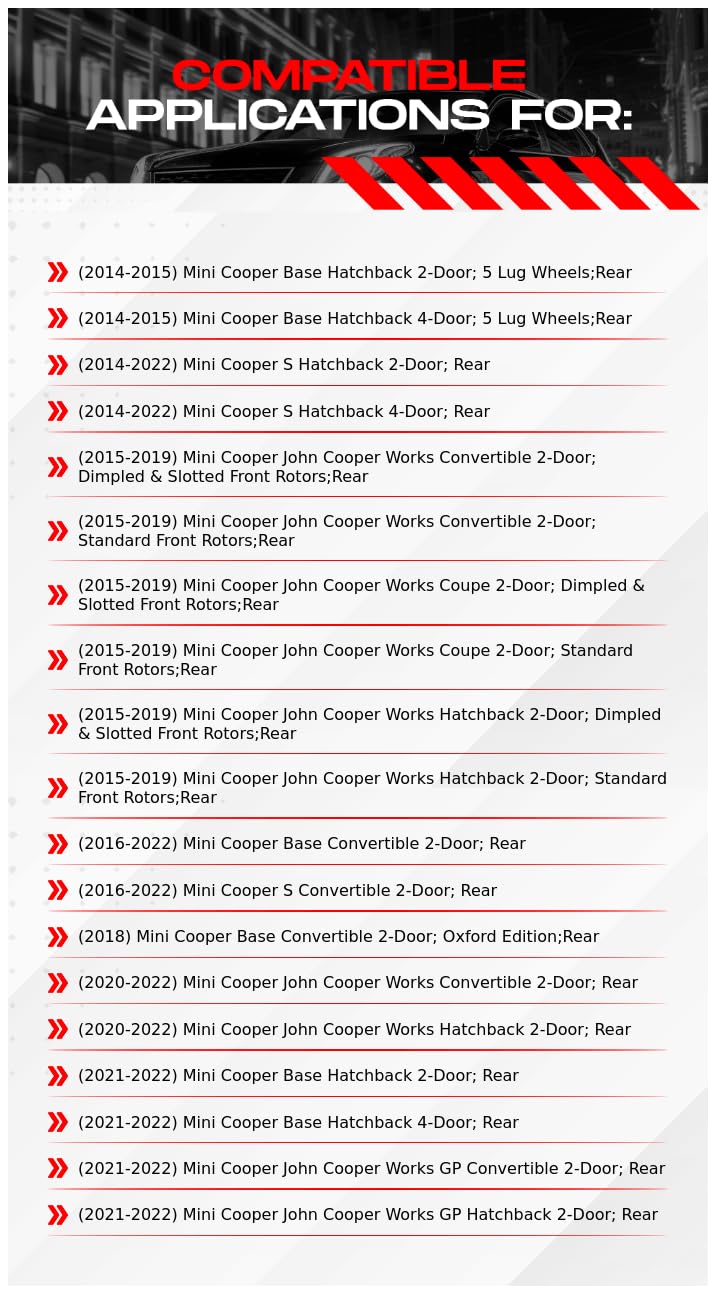 R1 Concepts Rear Brake Kit Fits 2014-2022 Mini Cooper| Semi Met Brake Pads and Drilled Slotted Brake Rotors| 10.5" Rear Rotor - Image 2