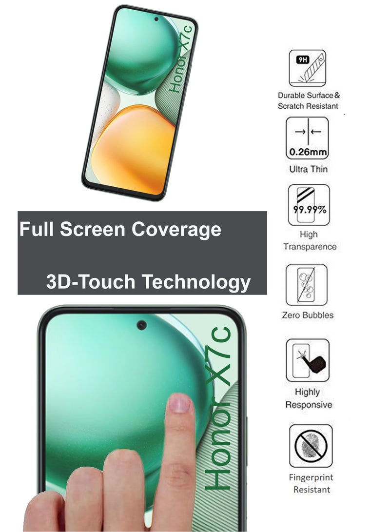 هونر X7c - واقي شاشة زجاجي مقسى - لمسة حساسة، شفافية أعلى، سهل التركيب، واقي شاشة مضاد للخدوش وخالي من الفقاعات - شفاف - Image 4