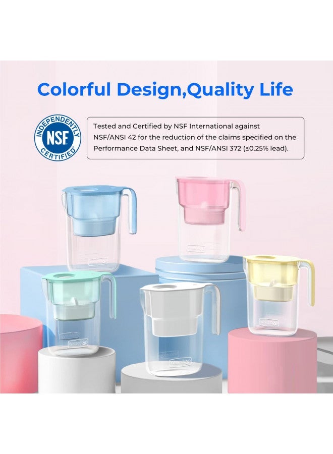 Waterdrop Water Filter Pitcher with 4 Filter, 5X Times Lifetime, Lasts 200 Gallons, for Fridge and Kitchen, Reduces PFOA/PFOS, Chlorine, 7-Cup Capacity, Elfin, Pink - Image 3