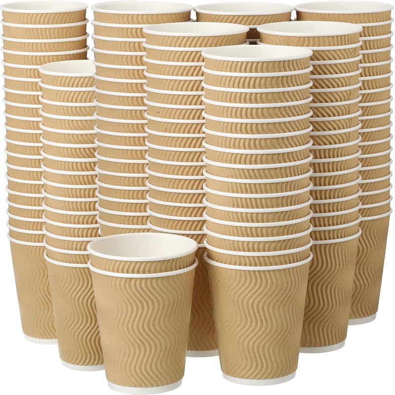 SVDK 200 ml Ripple Paper Non Slip Cups with Leak Proof Three Corrugated Layer Ideal for Hot Cold Hot CoffeeDrinks for Party Brown Color 50 - Image 1