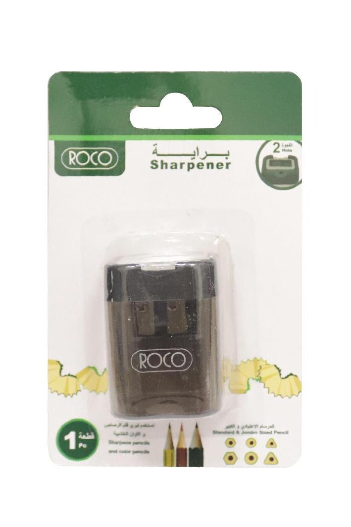 روكو مبراة جيب – فتحتان، أسود - Image 1