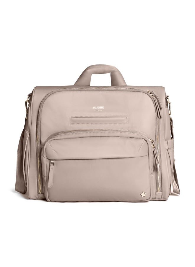 JuJuBe Satchel - Convertible Baby Diaper Bag Backpack - Baby Boy or Baby Girl - Large Diaper Bag with Changing Station - Travel Backpack | Taupe - Image 1