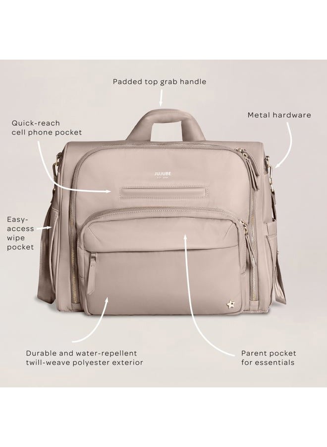 JuJuBe Satchel - Convertible Baby Diaper Bag Backpack - Baby Boy or Baby Girl - Large Diaper Bag with Changing Station - Travel Backpack | Taupe - Image 4